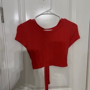 Vibrant Red Ribbed Crop Top